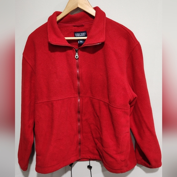 Lands' End Jackets & Blazers - Lands End Women's Regular Red Fleece Full Zip Jacket Size, Polartec, Large 14-16